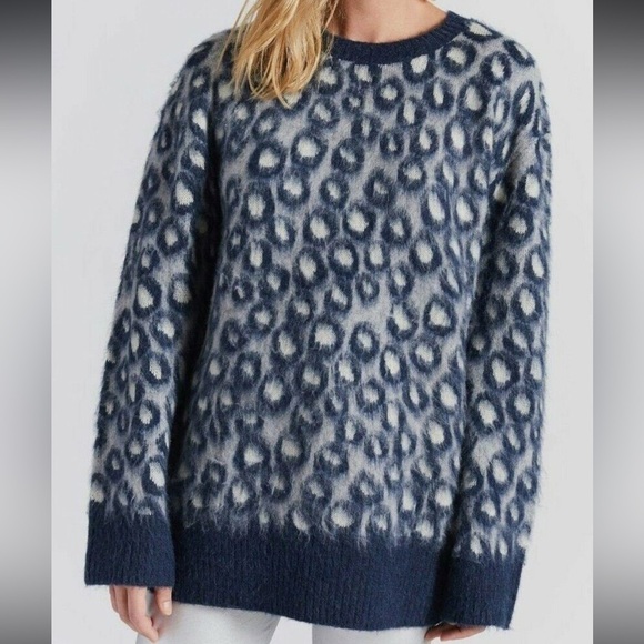 Current/Elliott The Cali Leopard Brushed Print Sweater Oversized Women’s 0 - Picture 1 of 10